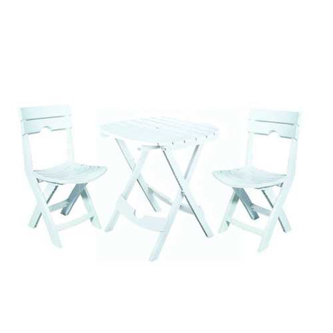 Image of 3-Piece Folding Outdoor Patio Furniture Bistro Set in White