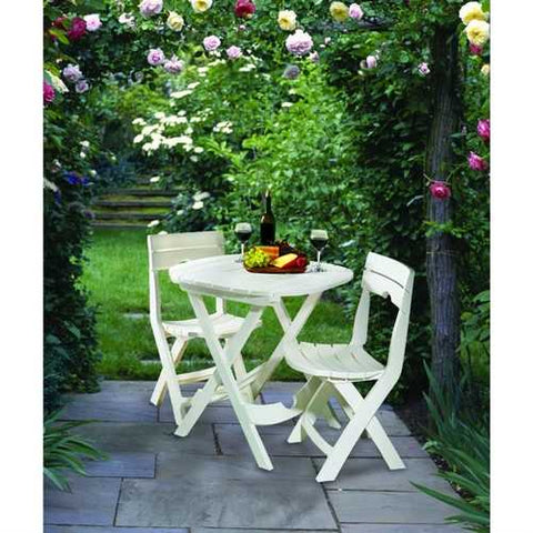 Image of 3-Piece Folding Outdoor Patio Furniture Bistro Set in White