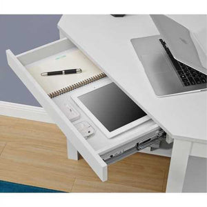 Simple Modern Classic Corner Laptop Desk with Drawer in White