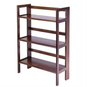 3-Shelf Stackable Folding Bookcase in Distressed Walnut Finish