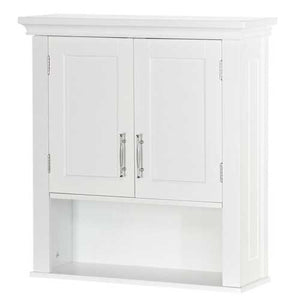 White Wood Bathroom Wall Mounted Storage Cabinet with Bottom Shelf