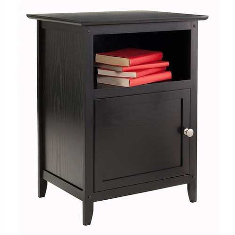 Image of Black Shaker Style End Table Nighstand with Shelf