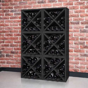 Black Wood 12-Bottle Stackable Wine Rack