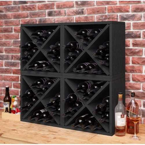 Image of Black Wood 12-Bottle Stackable Wine Rack