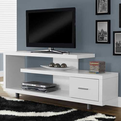 Image of White Modern TV Stand - Fits up to 60-inch Flat Screen TV