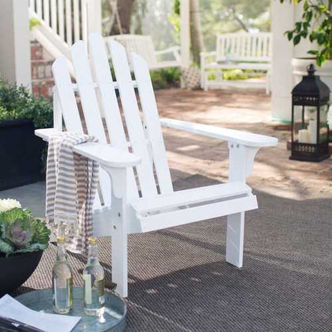 Image of White Wood Classic Adirondack Chair with Comfort Back Design