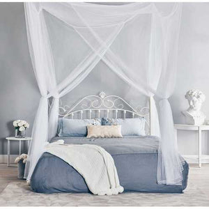 White 4-Post Bed Netting Mosquito Net for Canopy Beds - Fits size Full Queen and King