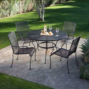 5-Piece Wrought Iron Patio Furniture Dining Set - Seats 4