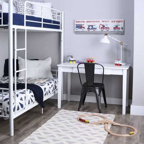 Image of Twin over Twin Sturdy Steel Metal Bunk Bed in White Finish