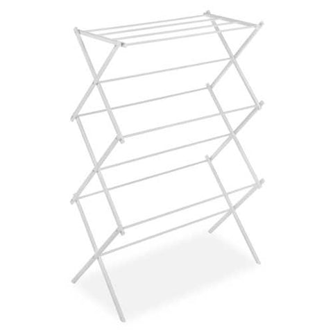 Image of White Folding Laundry Dryer Clothes Drying Rack - Sturdy Steel Desig