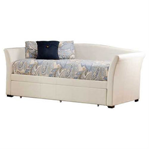 Twin size White Faux Leather Daybed with Pull-out Trundle Bed