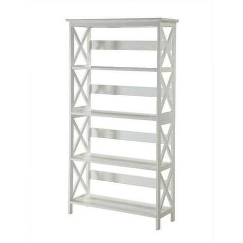 Image of Glossy White 5-Shelf Bookcase