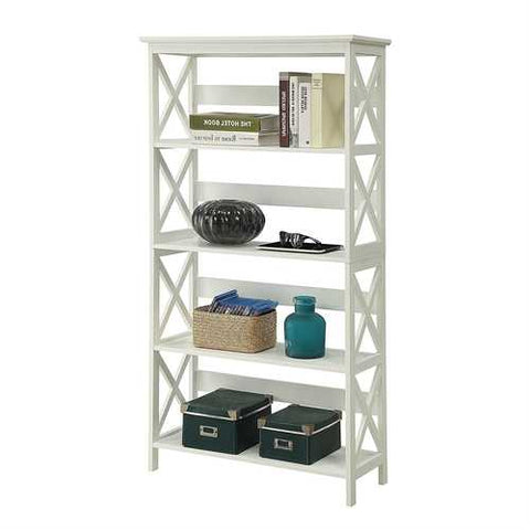 Image of Glossy White 5-Shelf Bookcase