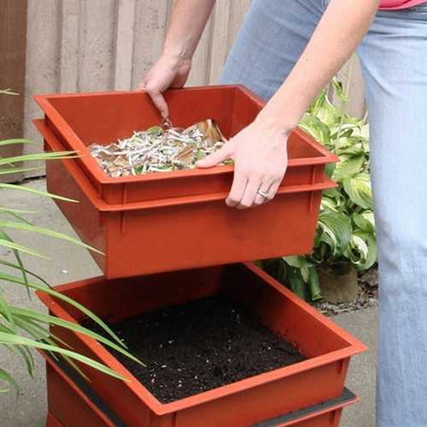 Image of Terra Cotta Composter Worm Compost Bin Made from Food Grade Plastic