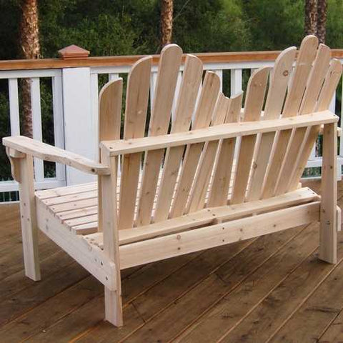 Image of 2-Seat Adirondack Style Outdoor Cedar Wood Garden Bench