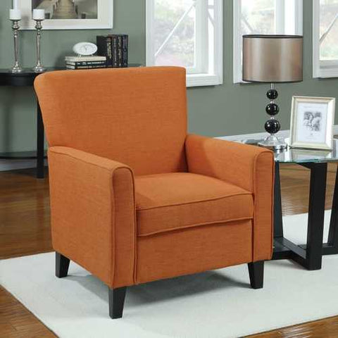 Image of Orange Fabric Contemporary Living Room Arm Chair with Wood Legs