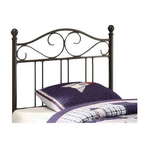 Twin size Metal Headboard with Scrolling Accents in Dark Brown