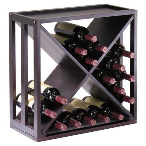 Image of 24-Bottle Modern Wine Rack Modular and Stackable in Espresso