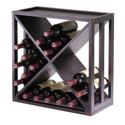 Image of 24-Bottle Modern Wine Rack Modular and Stackable in Espresso