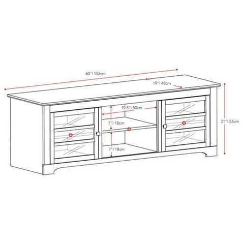 Image of Dark Espresso TV Stand with Glass Doors - Fits up to 68-inch TV