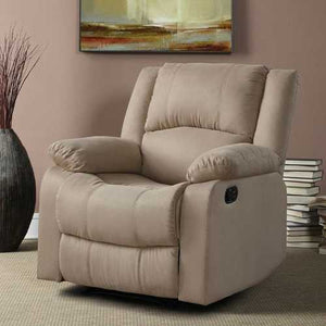 Beige Microfiber Upholstered Recliner Chair