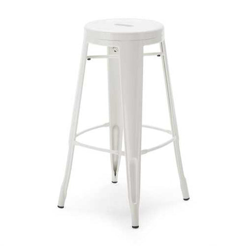 Image of Set of 2 - Modern 30-inch Metal Bar Stools with White Powder Coat Finish