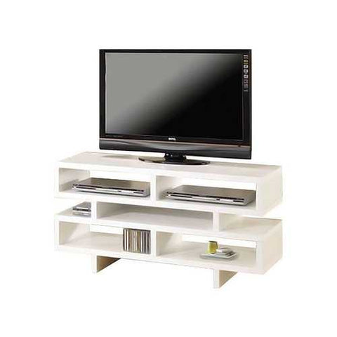 Image of Modern Style Living Room TV Stand in White Wood Finish