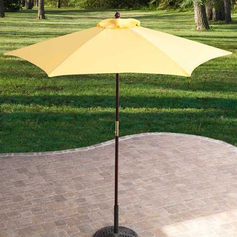 Image of Yellow 7.5-Ft Patio Umbrella with Dark Mahogany Stained Pole