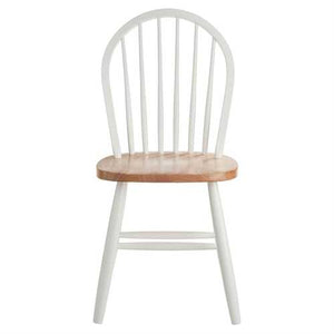 Set of 2 - Classic Wood Dining Chairs in Natural & White