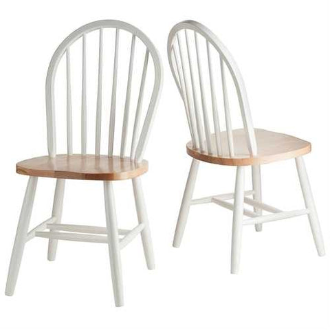 Image of Set of 2 - Classic Wood Dining Chairs in Natural & White