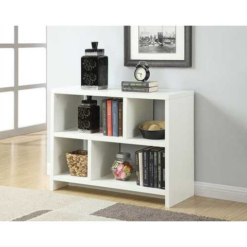 Image of White 2-Shelf Modern Bookcase Console Table