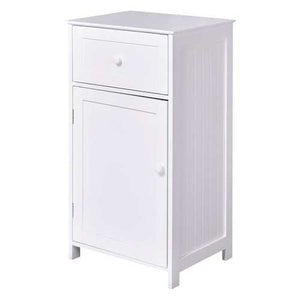 White Wood Bathroom Storage Floor Cabinet with Water Resistant Finish