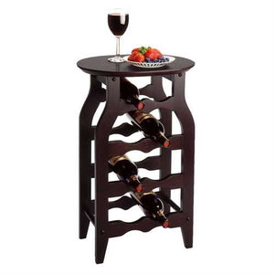 8-Bottle Oval Wine Rack Side Table in Espresso