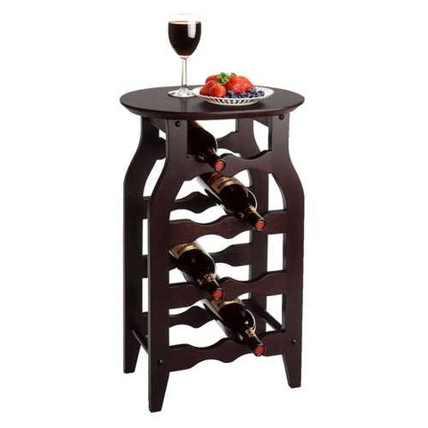 Image of 8-Bottle Oval Wine Rack Side Table in Espresso