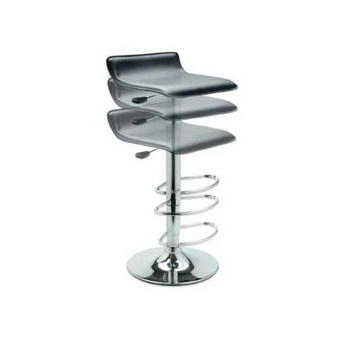 Image of Contemporary ABS Air-Lift Swivel Bar Stool in Black Faux Leather