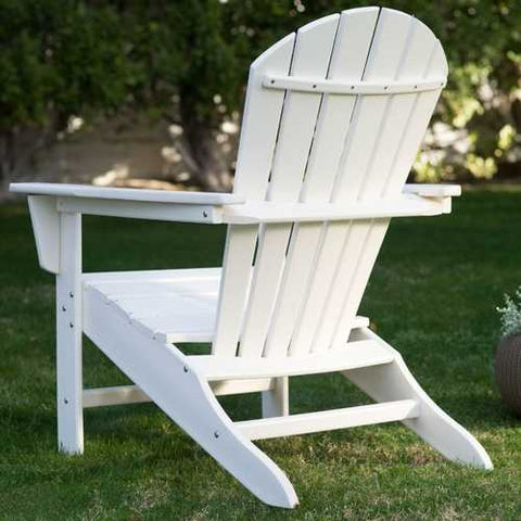 Image of Outdoor Weather Resistant Patio Deck Garden Adirondack Chair in White Resin