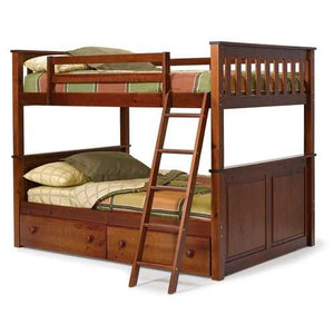 Full over Full size Bunk Bed in Solid Hardwood with Chocolate Brown Finish