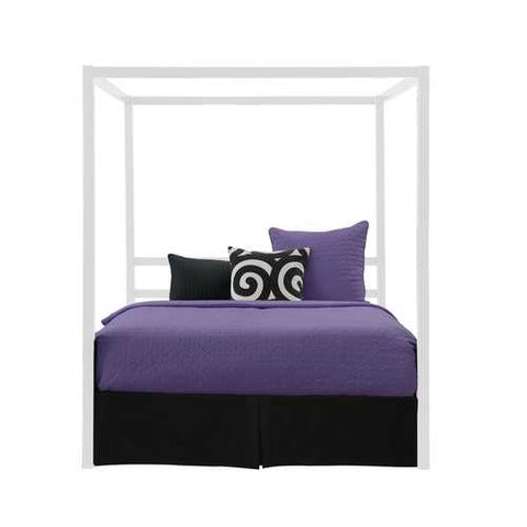 Image of Queen size Modern White Metal Canopy Bed - No Box-Springs Required