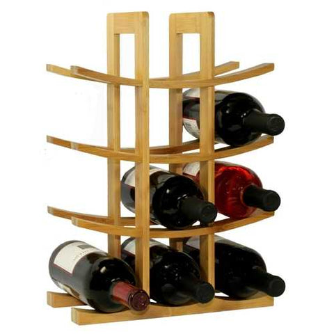 Image of 12-Bottle Wine Rack Modern Asian Style in Natural Bamboo