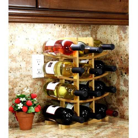 Image of 12-Bottle Wine Rack Modern Asian Style in Natural Bamboo