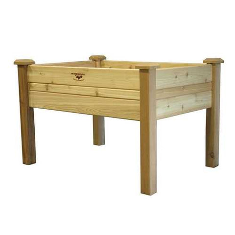 Image of Elevated 2Ft x 4-Ft Cedar Wood Raised Garden Bed Planter Box - Unfinished