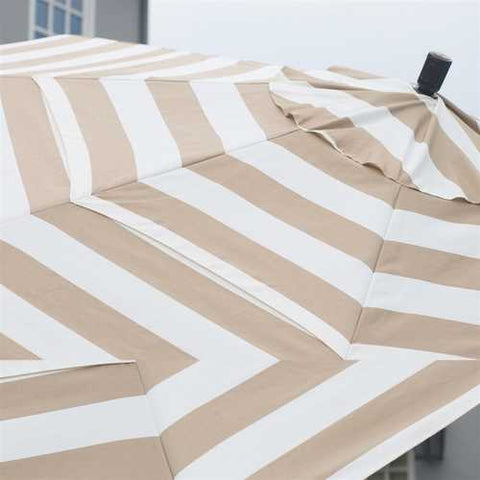 Image of Beige and White Stripe 7.5-Ft Collar Tilt Patio Umbrella with Crank