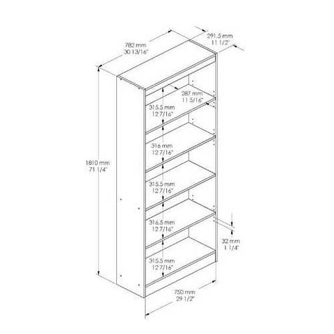 Image of Five Shelf Eco-Friendly Bookcase in Royal Cherry Finish