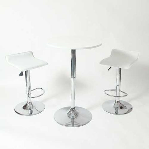 Image of Set of 2 - Modern Chrome Air Lift Swivel Bar Stool with White Seat