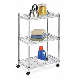 3-Tier Metal Cart on Wheels for Kitchen Microwave Bathroom Garage