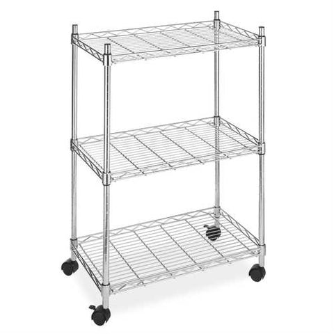 Image of 3-Tier Metal Cart on Wheels for Kitchen Microwave Bathroom Garage