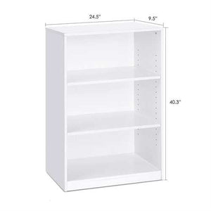 Modern 3-Shelf Bookcase in White Wood Finish