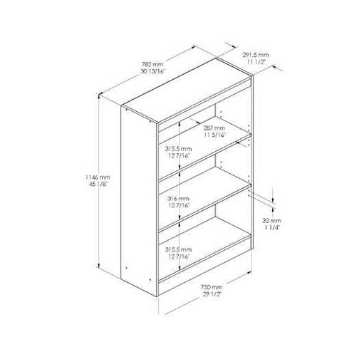 Image of 3-Shelf Bookcase in Royal Cherry - Made from CARB Compliant Particle Board