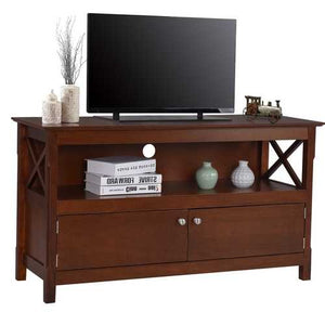 Brown Wood 44-inch Entertainment Center TV Stand Cabinet with Storage