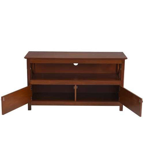 Image of Brown Wood 44-inch Entertainment Center TV Stand Cabinet with Storage